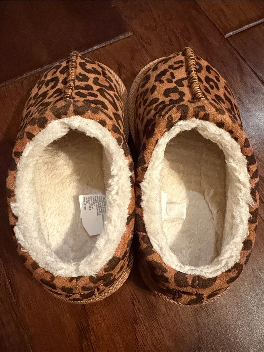 Kids Leopard-Print Cozy Slip-On Slippers - Brown/Black